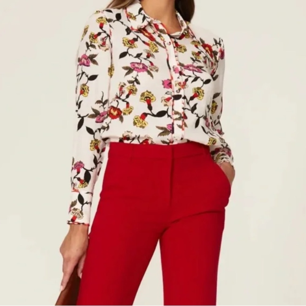 Diane von Furstenberg Floral Silk Blend Blouse Shirt